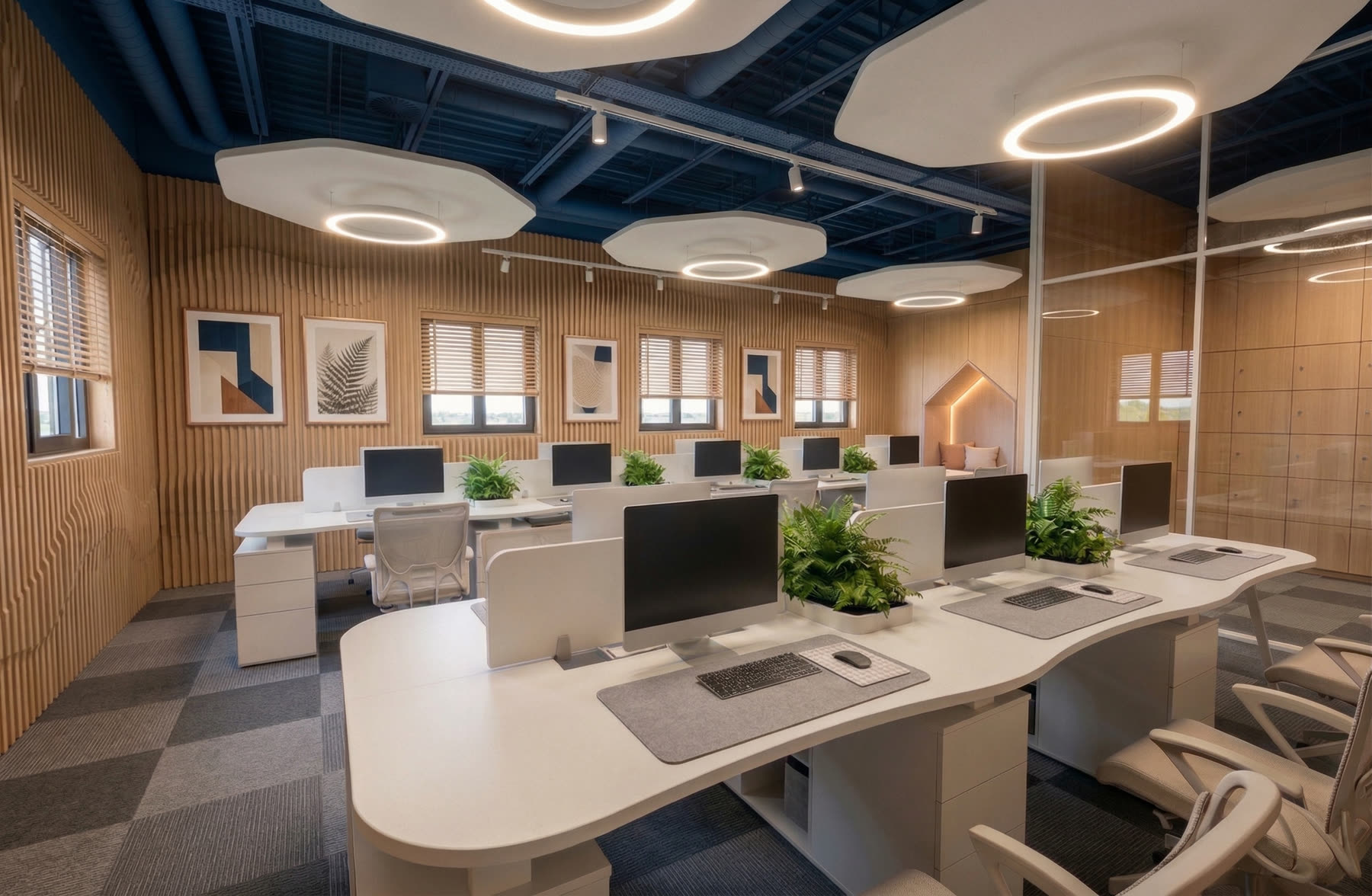 Waaree Office Interior workstation design by Morphorbis
